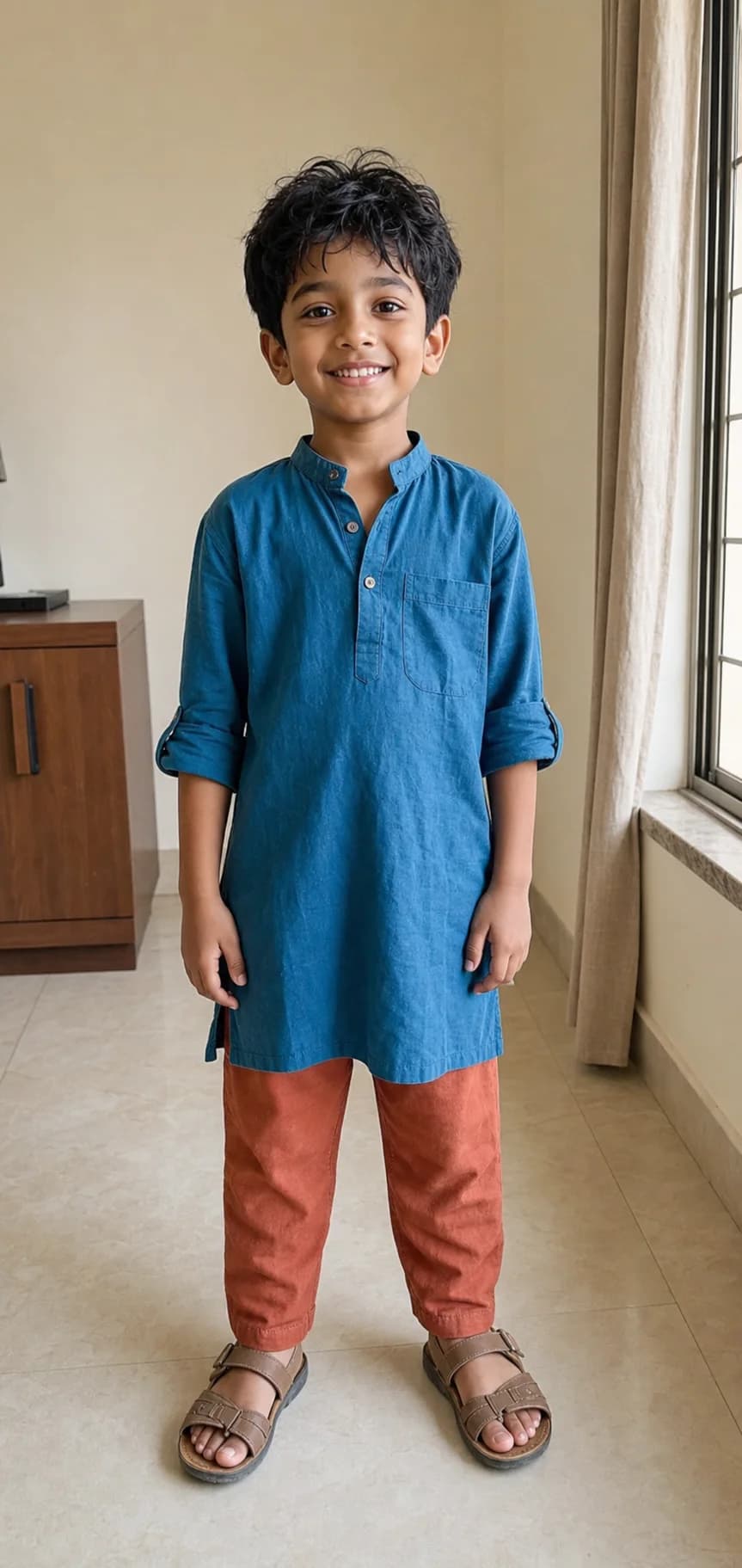 Synthetic full-body source-photo example for the Child role